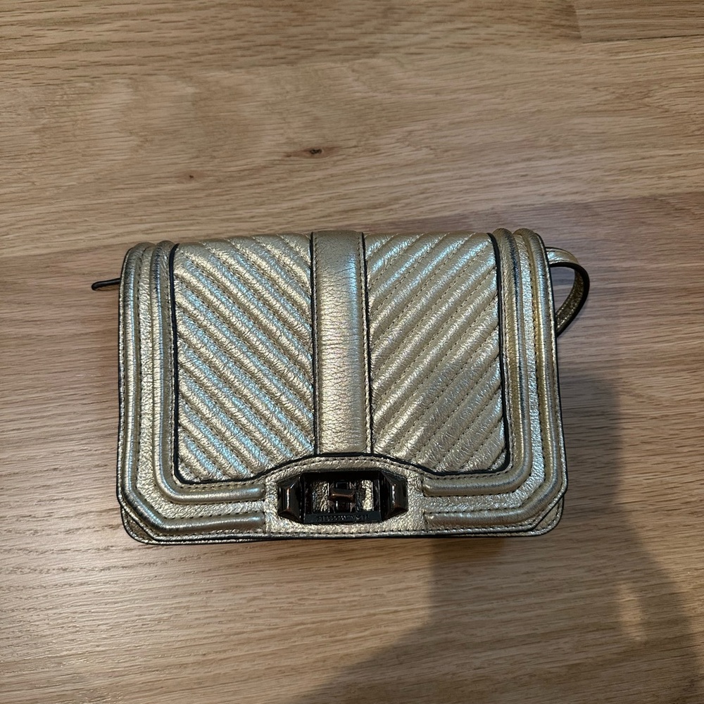 Rebecca Minkoff Gold Chevron Quilted Love Crossbody